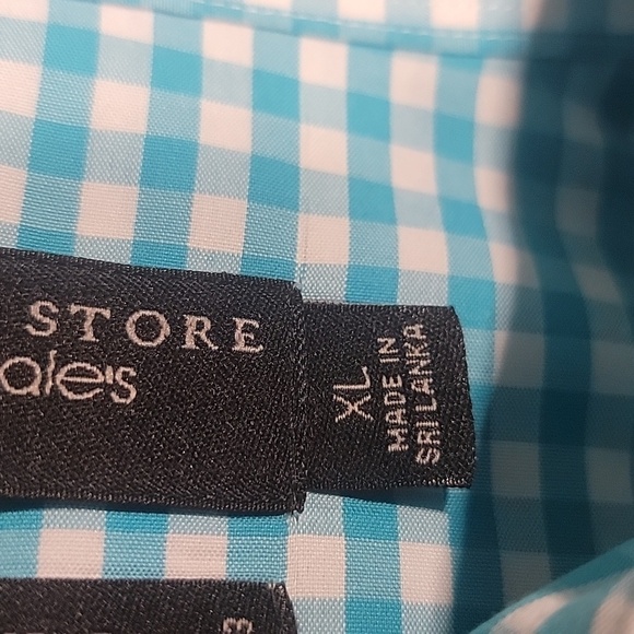 Bloomingdales The Mens Store Button Down Shirt Turquoise / White, Size XL - Picture 8 of 8